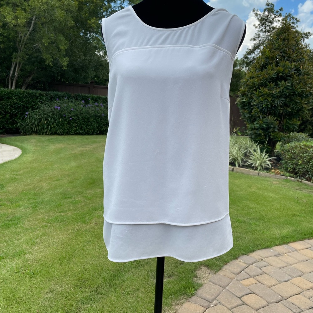 BOSS- Layered Sleeveless Blouse (Size 14) in White!